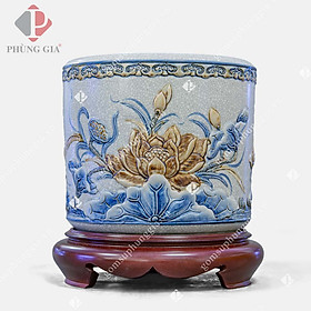 Mua Bát hương họa tiết SEN men Rạn Đắp Nổi