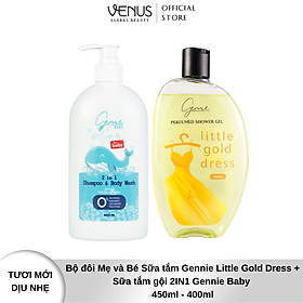 Bộ đôi Mẹ và Bé Sữa tắm Gennie Little Gold Dress + Sữa tắm gội 2IN1 Gennie Baby 450ml - 400ml