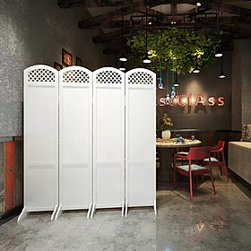 Bộ 4x tấm bình phong vách ngăn phòng mẫu thanh lịch 1m8 x 2m (50cm/cánh); trắng kem