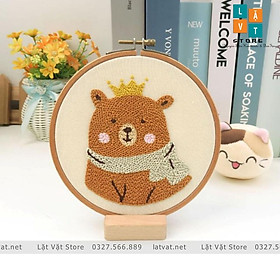 Mua Bộ Thêu Len Xù Gấu Con- Punch Needle Beer - Có Video Hướng Dẫn  trang trí DIY góc phòng bằng thêu len nổi đơn giản