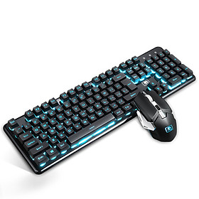 New Alliance Mamba mad snake mechanical feel wireless backlight game mouse and keyboard set rechargeable game office keyboard set black ice blue light