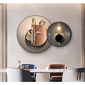 (ẢNH THẬT) TRANH ĐỒNG HỒ TRÁNG GƯƠNG HOA TULIP(TẶNG KÈM ĐINH TREO)