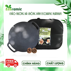 Chảo Đá Nướng Chống Dính Ecoramic Chính Hãng Cao Cấp, Siêu bền size 33cm, Dùng cho mọi loại bếp trừ bếp từ, Bảo hành chính hãng 2 tháng