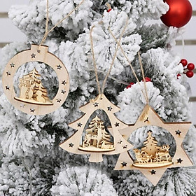 Phụ kiện trang trí treo cây thông Giáng Sinh bằng gỗ 3D