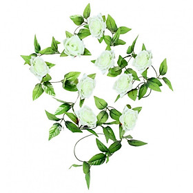 Chùm hoa hồng dây leo 9 bông dài 2m4 trang trí nội thất cao cấp - Dây hoa lá giả