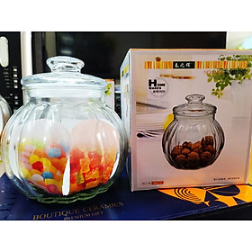 Mua Lọ Thủy Tinh Hình Bí Đỏ   nắp có giăng - Đủ size     750ml - 1300ML - 2000ML