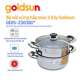 Mua Bộ Nồi Inox Xửng Hấp Vung Kính Goldsun GE05-2303SG*