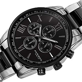 Akribos XXIV Men's Chronograph Watch - 4 Subdials Multifunction Complications with Tachymeter on Heavy Stainless Steel Bracelet Watch - AK1072