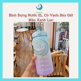 [LOẠI CAO CẤP]-Bình đựng nước 2 lít có vạch chia ML, báo giờ uống nước kèm ống hút- CHỌN MÀU-Tặng kèm 4 sticker-Bình đựng nước cho người lười uống nước, có vạch chia báo nhắc giờ uống nước