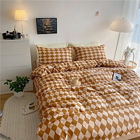 Bộ Chăn Ga Gối Cotton Living 100%cotton Hàng Nhập Khẩu Cao Cấp 4 Món Hình Thoi