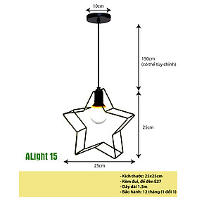 Đèn thả trần ngôi sao 5 cánh + KÈM BÓNG 4W, đèn trang trí Decor dành cho quán cà phê, tiệm trà sữa, nhà ở