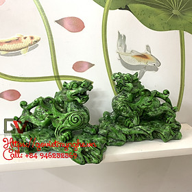 Mua  Tỳ hưu phong thủy  Cặp 2 Tượng Đá Trang Trí Tỳ Hưu Phong Thủy - Dài 20cm x Cao 15cm - Màu Xanh Lục Bích