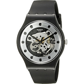 Swatch Unisex SUOZ147 Silver Glam Analog Display Quartz Black Watch