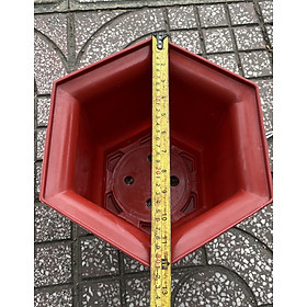 Bộ 05 chậu lục giác nhựa đỏ 30 cm