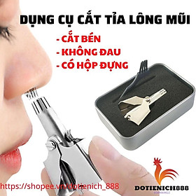 Dụng cụ cắt tỉa lông mũi bằng tay  chất liệu thép không gỉ, kéo cắt lông mũi không đau có hộp đựng và cọ vệ sinh