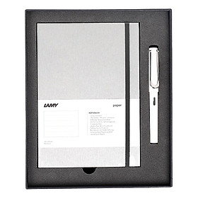 Gift Set Lamy Notebook A5 Softcover Grey+ Lamy Safari White - GSNSa0013