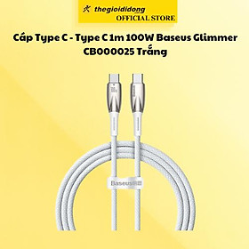 Mua Cáp Type C - Type C 1m 100W Baseus Glimmer CB000025 Trắng - Hàng Chính Hãng