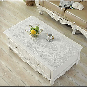 Khăn Trải Bàn 50-60-70cmx1m-1m2-1m4 Nhũ Vàng ( Trắng ) Chống Thấm Bẩn Sang Trọng