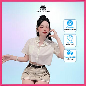 Set áo sơ mi croptop tay ngắn và chân váy kaki kèm dây nịt (có lót), set đồ nữ đi chơi Ánh Dương Clothing M205