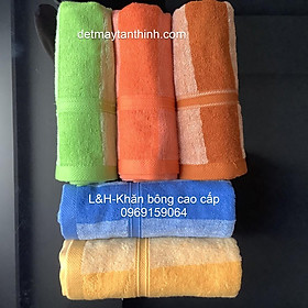 Khăn lau đầu, lau tóc cotton 34*80cm-120gr - kẻ mờ Tân Thịnh