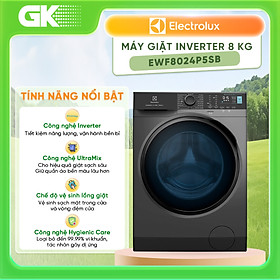 Máy Giặt Electrolux Inverter 8 kg EWF8024P5SB Cửa Trước - Hàng Chính Hãng - Chỉ Giao HCM