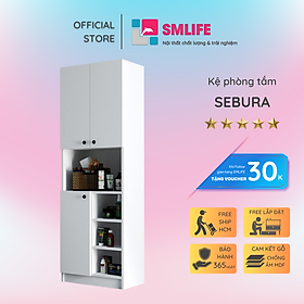 Tủ phòng tắm gỗ hiện đại SMLIFE Sebura | Gỗ MDF dày 17mm chống ẩm | D60xR35xC180cm