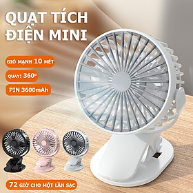 Mua Quạt Mini kẹp bàn Tích Điện  êm ái  an toàn- D1394