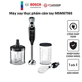 Máy xay thực phẩm cầm tay Bosch MSM67160 12 cấp độ, 750W, 220V, 50/60Hz, Kèm cây đánh trứng [Hàng chính hãng]