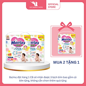 Combo 2 Tã Quần Dán Cộng miếng Merries Nhật Bản Siêu Mỏng Thấm Hút, Mềm Mại