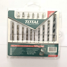 Bộ 16 mũi khoan sắt thép, bê tông và mũi bắn vít Total TACSD3165