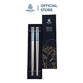 Bộ 02 đôi đũa sứ Minh Long 24.4 cm - Màu xanh dương pastel - Hộp giấy
