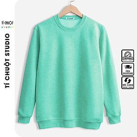 Áo sweater trơn nam nữ form rộng, áo tay dài unisex nỉ bông dày mềm mịn - Tí Chuột Studio