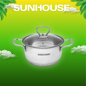 NỒI INOX 5 ĐÁY SUNHOUSE SHG788-16,20,24 -size 16,20,24cm