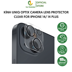 HÀNG CHÍNH HÃNG - Kính UNIQ Optix Camera Lens Protector Clear For iPhone 14/ 14 Plus Được thiết kế từ nhựa PC cứng cao cấp và kính cường lực, có tuổi thọ lâu dài.