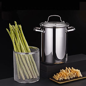 Mua Nồi nấu súp nắp thủy tinh kèm rổ chiên inox 304 cao cấp phong cách hiện đại 24.5x28cm 1282g 4178ml