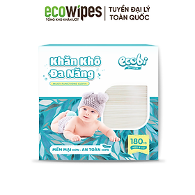 Khăn khô đa năng cao cấp cho bé EcoWipes Ecobi không mùi không paraben an toàn cho da bé