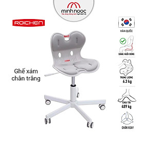 [Ghế Roichen WOW Minh Ngọc] Ghế chỉnh dáng ngồi đúng có chân xoay Roichen - WOW Hàn Quốc. Ghế xám chân trắng