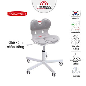 Ghế chỉnh dáng ngồi đúng có chân xoay Roichen - WOW Hàn Quốc. Ghế xám chân trắng
