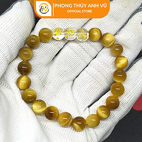 Vòng phong thủy mệnh kim thân tý thìn đã khai quang - chất liệu mắt hổ vàng nâu - size 8 10 12ly - may mắn tài lộc - Vòng Tam Hợp Anh Vũ - 8ly nữ