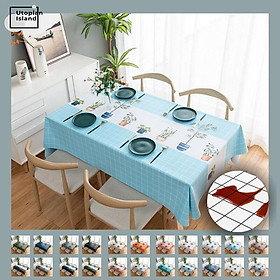 Grid Table Cloth Waterproof PVC Stain Table Cloth Set Rectangular Tablecloths For Table Oilcloth For Table Kitchen Table Cover