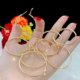 Bông tai kiểu tròn dát vàng 18k cao cấp