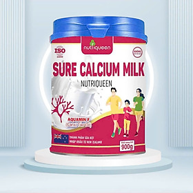 Sữa xương khớp Sure calcium milk tảo đỏ Nutriqueen 900 gam, bổ sung canxi, D3, K2 cho cơ thể