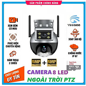 Mua (Lỗi 1 đổi 1) Camera ngoài trời yoosee 2 mắt kép Ptz 8led 5.0Mpx quay 360 độ  siêu nét  góc rộng  có màu ban đêm - Hàng nhập khẩu