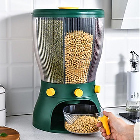 Mua Thùng đựng gạo và ngũ cốc 4 ngăn thông minh - Có nút bấm dễ dàng để lấy gạo dung tích 10kg MVP GREEN