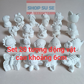 Set 20 tượng thạch cao hình động vật dễ thương. Cao khoảng 6 cm