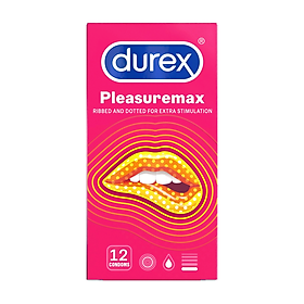 [Hộp 12 cái] Bao cao su Durex Pleasuremax - Size lớn 56mm, gân và điểm nổi