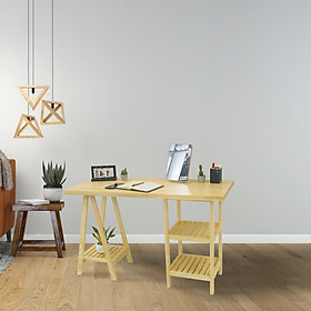 BÀN LÀM VIỆC ĐA NĂNG CHÂN THÁP MÀU GỖ MWFURNITURE - STANDING TOWER TABLE NATURAL