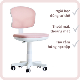 Ghế học bài cho bé gái màu hồng Ghế xoay học sinh chống cận chống gù Ghế trẻ em ngồi học lưng lưới nệm vải CE1004-M Study chairs for kids in HCMC- CAPTA