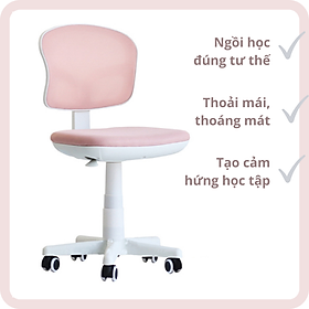 Mua Ghế học bài cho bé gái màu hồng CE1004-M Ghế xoay học sinh chống cận chống gù lưng lưới nệm vải không tay nhỏ gọn chân nhựa xoay có bánh xe tại HCM