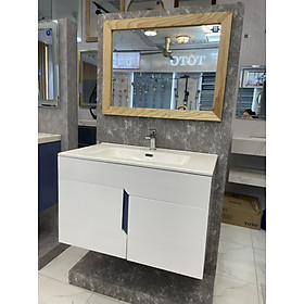 Mua Bộ tủ lavabo âm kèm gương gỗ tự nhiên cực sang Hoàng Thiện HT LB 02